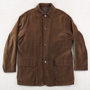 Talbots Corduroy Jacket Mens Size M Brown Button Up Polyester Cotton Stretch